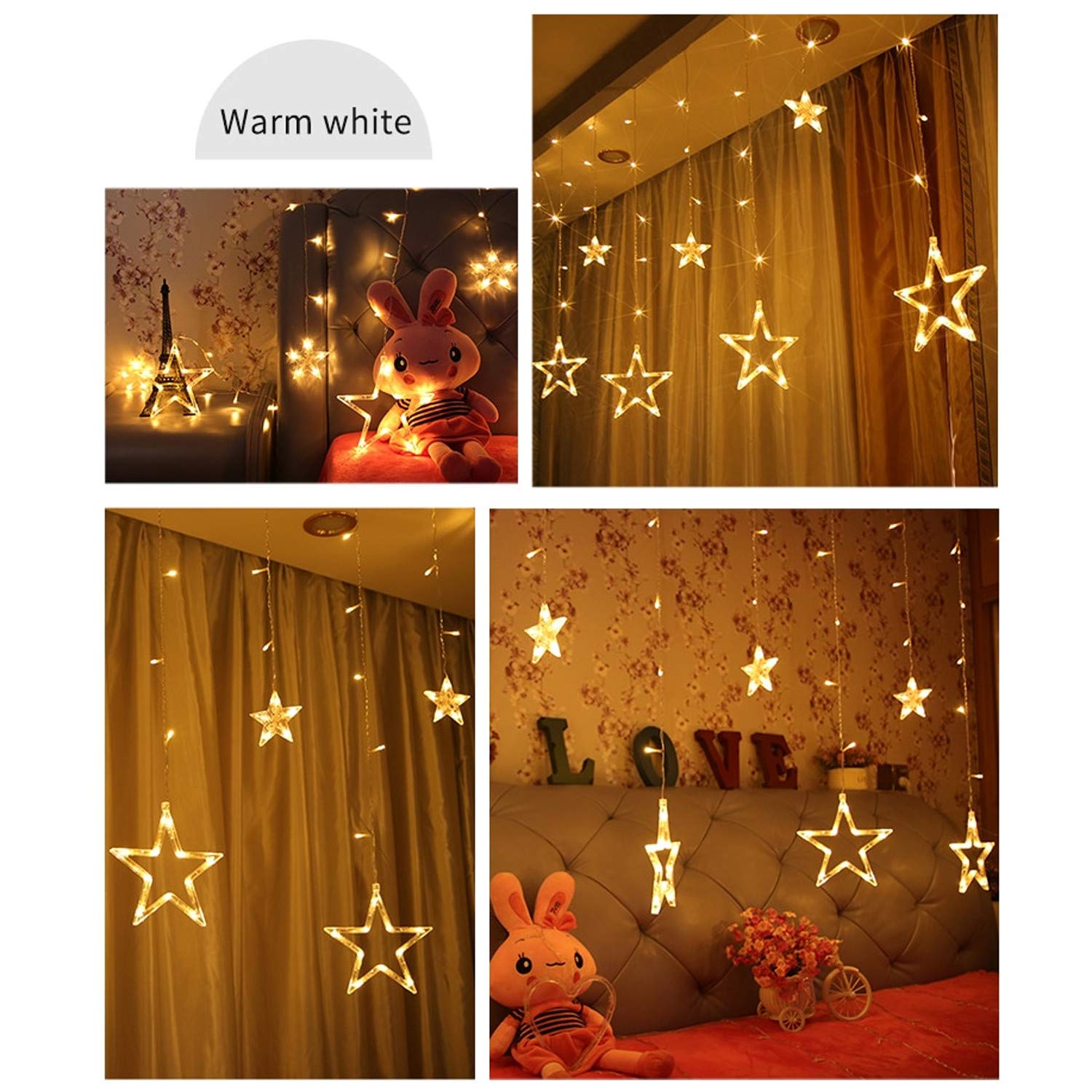 1278 12 STARS CURTAIN STRING LIGHTS, WINDOW CURTAIN LIGHTS WITH 8 FLASHING MODES DECORATION FOR FESTIVALS 1278 12 STARS CURTAIN STRING LIGHTS, WINDOW CURTAIN LIGHTS WITH 8 FLASHING MODES DECORATION FOR FESTIVALS